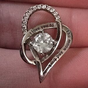 Sterling Silver 925 Heart Pendant I Love You to the Moon and Back